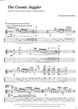 "The Cosmic Juggler\' by Kasper Søeborg<BR>Album: "Evocation"<BR>PDF sheet music / TAB for download<BR>Alternative tuning: D-A-D-G-A-E