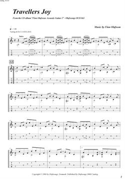 "Travellers Joy" by Finn Olafsson<BR>Album: "Acoustic Guitar 1"<BR>PDF sheet music / TAB for download<BR>Standard guitar tuning: E-A-D-G-B-E