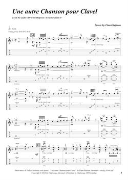 "Une Autre Chanson pour Clavel" by Finn Olafsson<BR>Album: "Acoustic Guitar 3"<BR>PDF sheet music / TAB for download<BR>Alternative guitar tuning: D-A-D-G-A-D