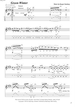 "Green Winter\' by Kasper Søeborg<BR>Album: "Levitation"<BR>PDF sheet music / TAB for download<BR>Alternative tuning: C#-A-C#-G-B-E
