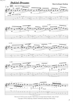 "Dakini-Dreams\' by Kasper Søeborg<BR>Album: "Levitation"<BR>PDF sheet music / TAB for download<BR>Standard tuning: E-A-D-G-B-E