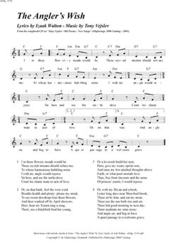 "The Angler\'s Wish"<BR>By Tony Vejslev & Izaak Walton<BR>From the songbook/CD set "Old Poems - New Songs"<BR>Sheet music