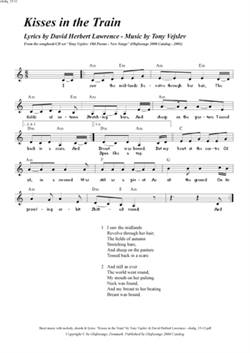 "Kisses in the Train"<BR>By Tony Vejslev & David Herbert Lawrence<BR>From the songbook/CD set "Old Poems - New Songs"<BR>Sheet music