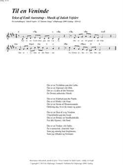 "Til en Veninde"<BR>Af Jakob Vejslev & Emil Aarestrup<BR>Fra melodibogen "117 Danske Sange"<BR>PDF noder til download