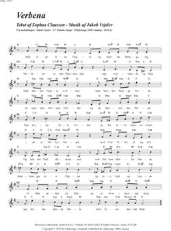 "Verbena"<BR>Af Jakob Vejslev & Sophus Claussen<BR>Fra melodibogen "117 Danske Sange"<BR>PDF noder til download